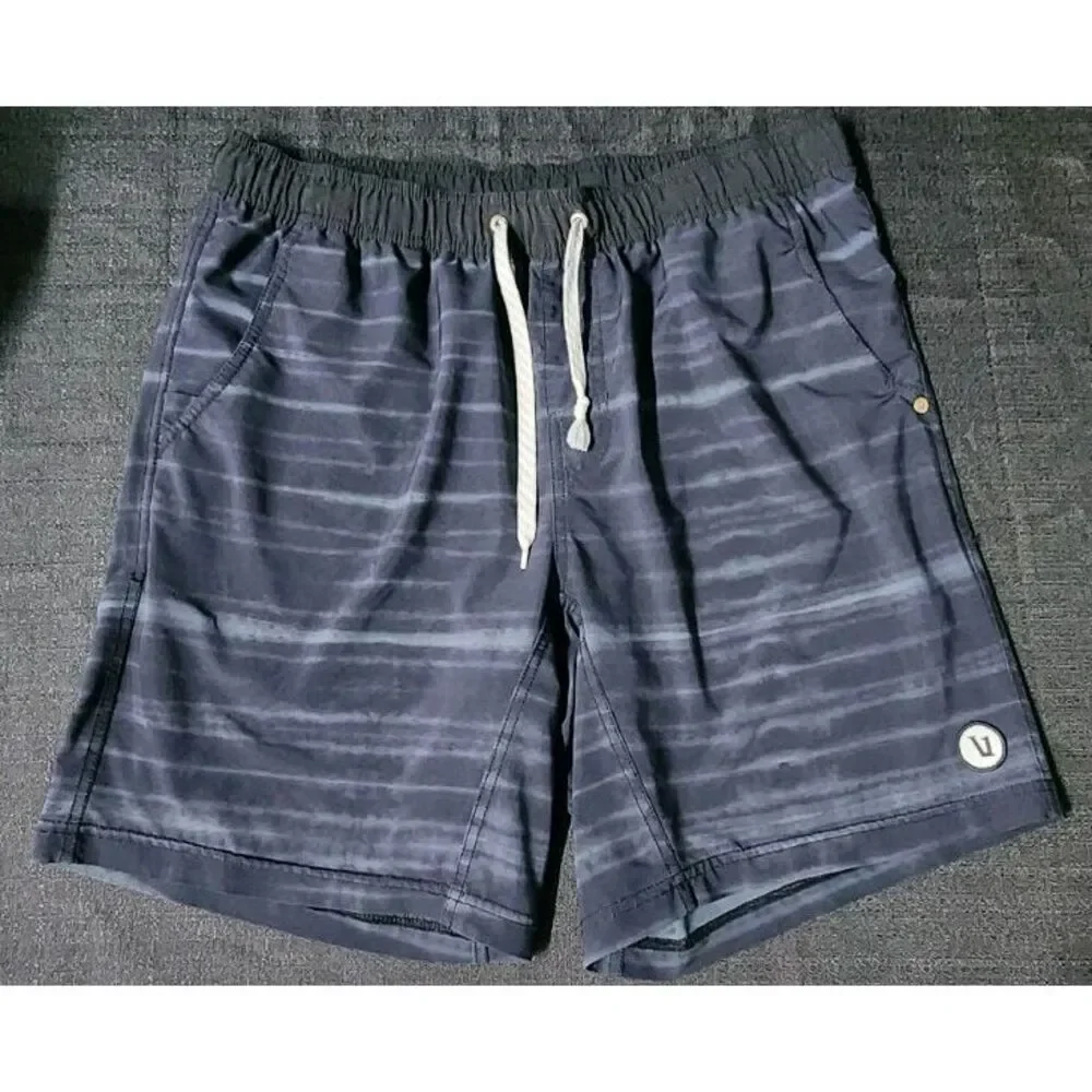 Men's Lined VUORI Striped Performance Active KORE Shorts‎ Medium Drawstring EUC